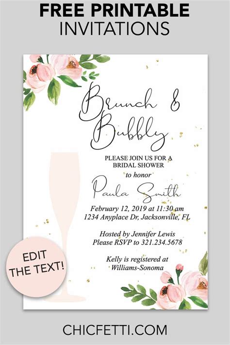 Blisspaperboutique miss to mrs printable bridal shower invitation, $7, etsy.com. Bridal Shower Printable Invitation (Floral Bubbly ...