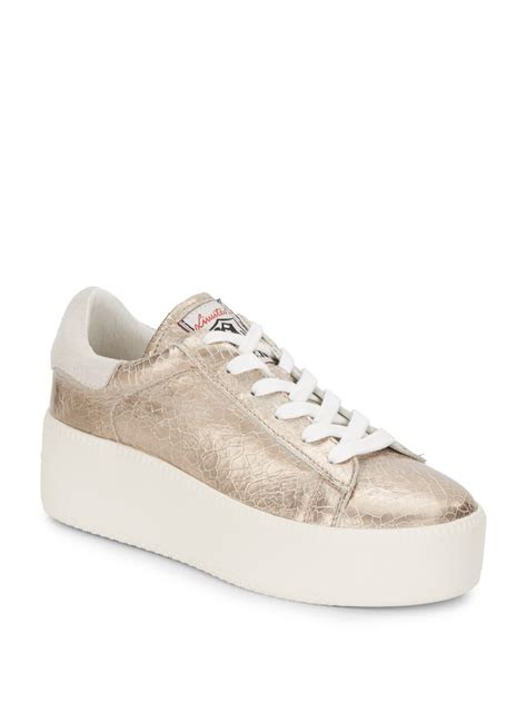 Ash Cult Metallic Leather Platform Sneakers In Natural Lyst