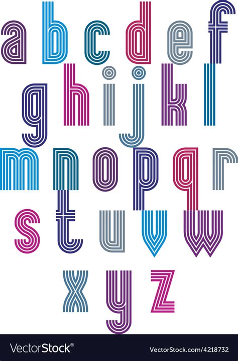 Retro Style Striped Font Royalty Free Vector Image