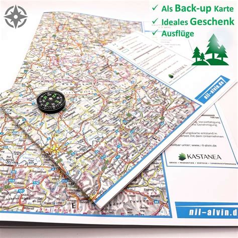 Deutschlandkarte Mit Kompass Landkarte Autoatlas Backup Navi Prepper