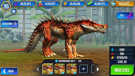 Super Unlock Kaprosuchus Gen Level Jurassic World The Game Youtube