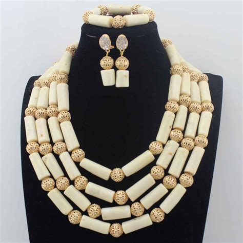 Gorgeous 4layer White Coral Beads Costume Necklace Traditional Nigerian