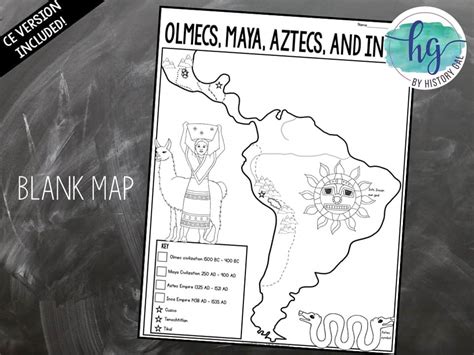 Olmecs Maya Aztecs And Incas Map Activity By History Gal