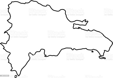 Dominikanische Republik Karte Des Schwarzen Konturkurven Von
