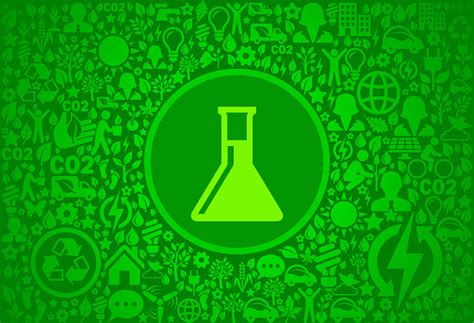 Chemistry Flask Environment Green Vector Icon Pattern Stock