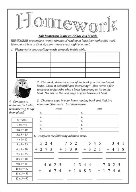 Printable Homework Worksheets Compilation Learning Printable