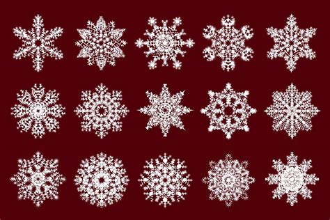 Abstract Snowflakes Isolated On Dark Background Snow Flake Collection