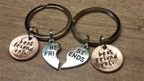 Besties Keychain T Matching Friend Keychains Silver Split Etsy