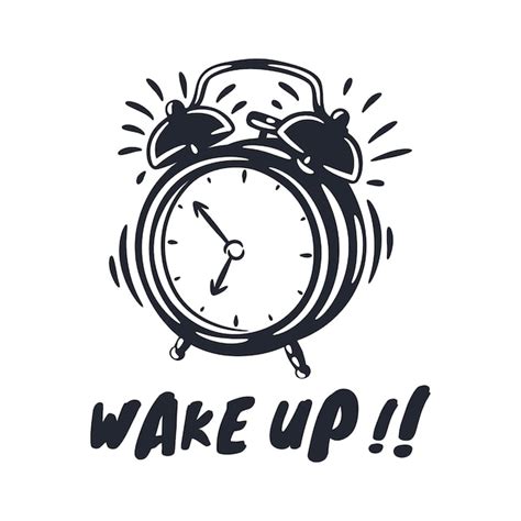 Premium Vector Wake Up Lettering Design With Alarm Clock Wake Up Time