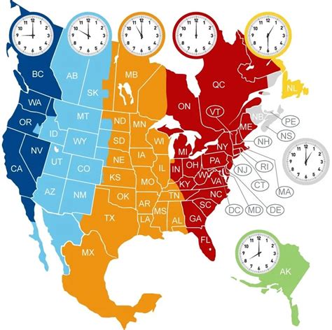 The North America Time Zone Map Large Printable Colorful Details