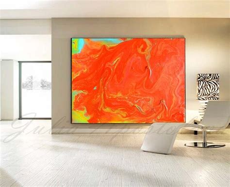 Orange Abstract Painting Abstract Print Modern Canvas Wall Etsy