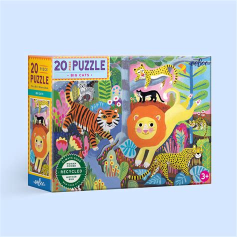 Big Jungle Cats 20 Piece Jigsaw Puzzle Unique Ts For Ages 3 Eeboo