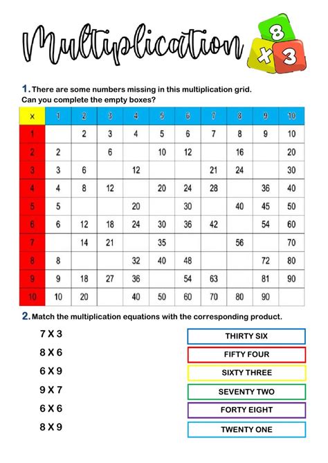 Multiplication Activity For Grade 3