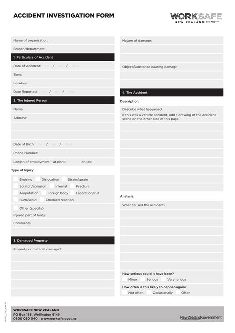 Accident Investigation Form Template Free Sample Example Format