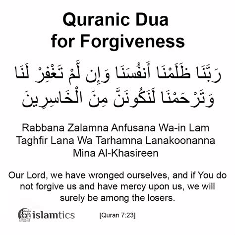 Rabbana Zalamna Anfusana Full Dua Meaning And In Arabic Islamtics