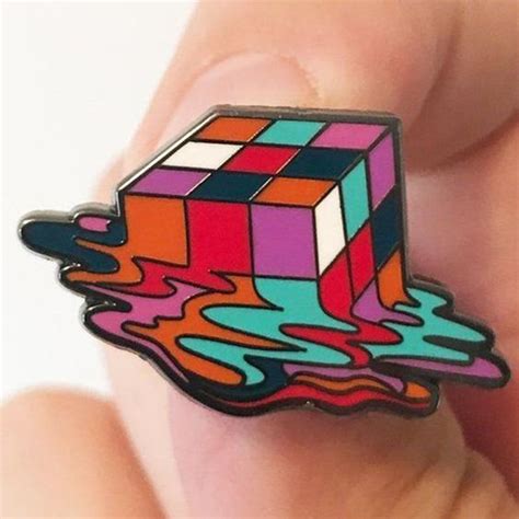 Melting Rubiks Cube Enamel Pin Pretty Pins Cool Pins Enamel Pin