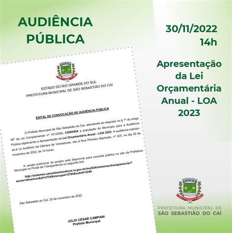 Edital De ConvocaÇÃo De AudiÊncia PÚblica Prefeitura Municipal De São