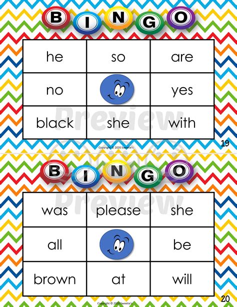 Free Printable Sight Word Bingo Kindergarten
