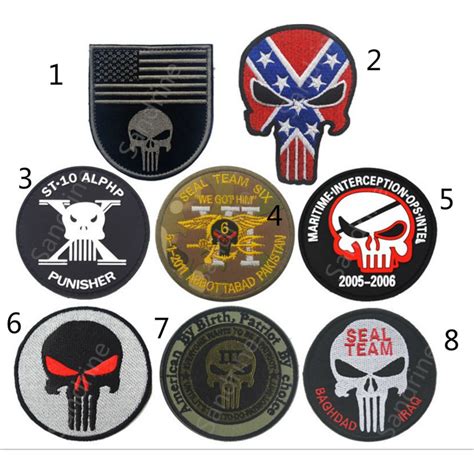 Seal Team Punisher Embroiderey Tactical Military Morale Patches Badges