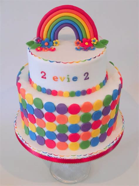 Birthday cakes for girls 2nd birthday. Rainbow Cake for a 2nd birthday | A two tier cake made up ...