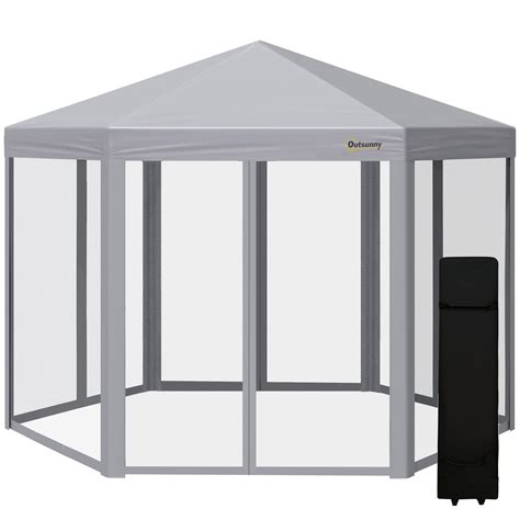 Outsunny 3 X 3 M Pop Up Gazebo Hexagonal Foldable Canopy Tent Outdoor