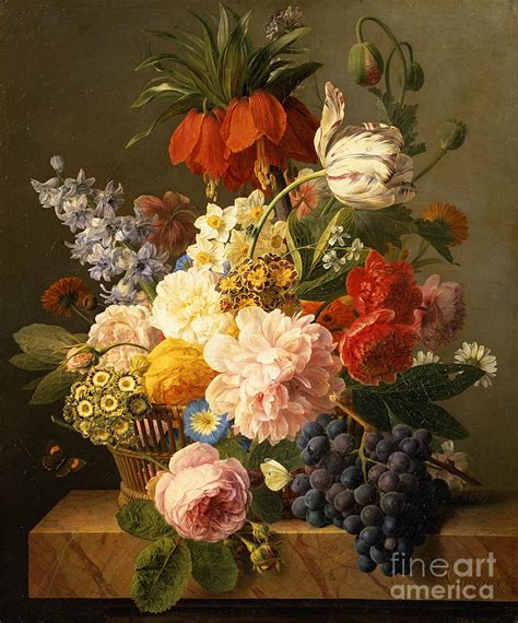 Still Life With Flowers And Fruit Painting By Jan Frans Van Dael