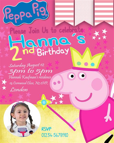 Peppa Pig Birthday Invitation Free Template Of Personalised Peppa Pig