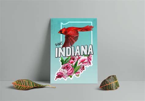 Indiana State Bird And Flower Postcard 4x6 Flower