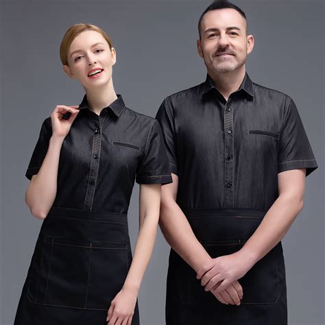 Irder Europe Restaurant Wait Staff Shirt Short Sleeve Uniform Shirt