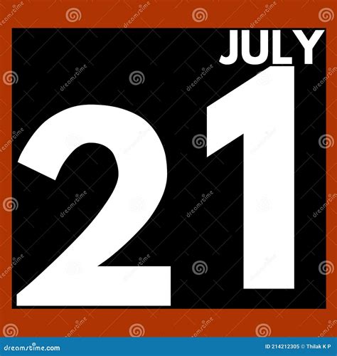 July 21 Modern Daily Calendar Icon Date Day Month Stock