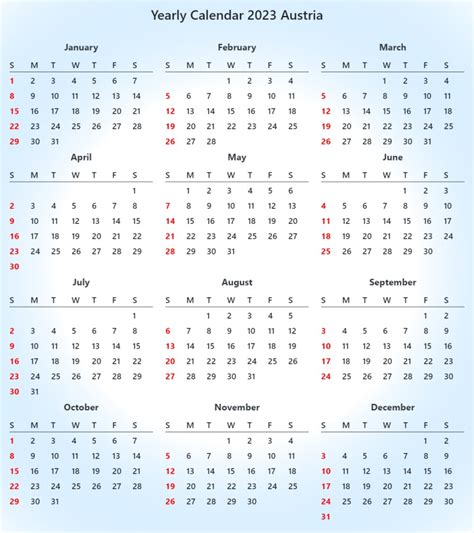 Printable Austria 2023 Calendar With Holidays