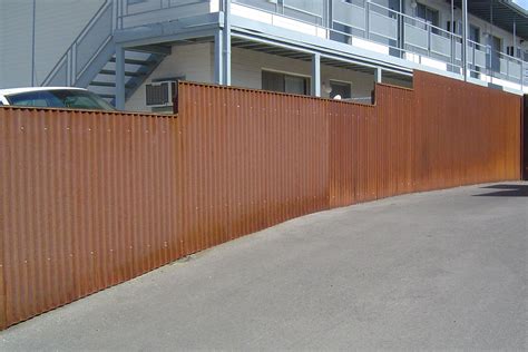 Fence With Corrugated Steel Panels Rust Ironcraft In Az Metal