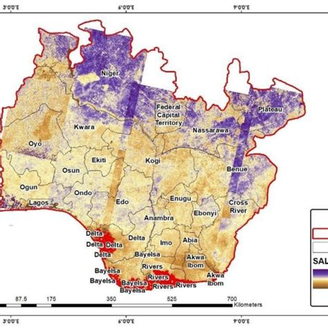 Soil Salinity Index Map For Southern And Northcentral States Of Nigeria