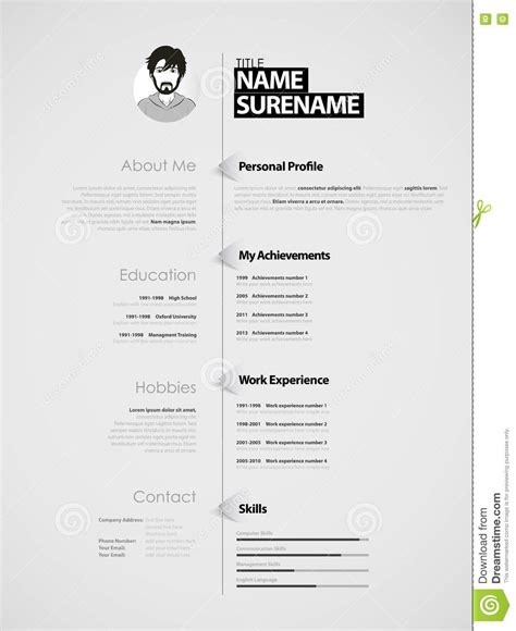 Curriculum vitae in research paper. Creative Cv Template With Paper Stripes. Stock Vector ...