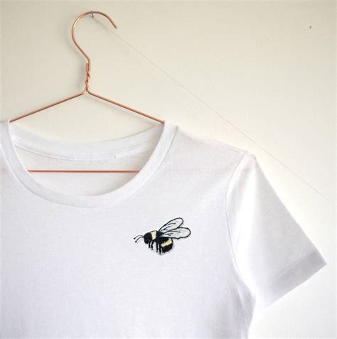 Embroidered Bumble Bee T Shirt Handmade By Lint And Thread
