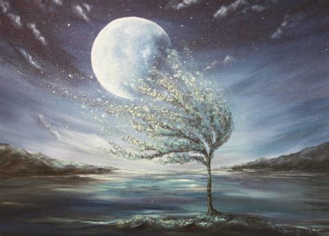 The Moonlight Tree Landscape Painting Liz W Fine Art
