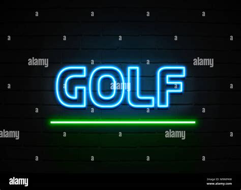 Golf Neon Sign Glowing Neon Sign On Brickwall Wall 3d Rendered