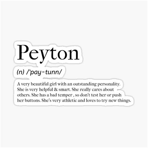 Peyton Definition Sticker For Sale By Tastifydesigns Redbubble
