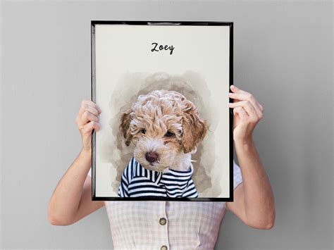 Custom Pet Portrait Personalized Pet T Dog Portrait Dog Etsy