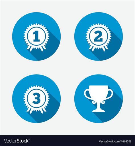 First Second And Third Place Icons Award Medal Vector Image