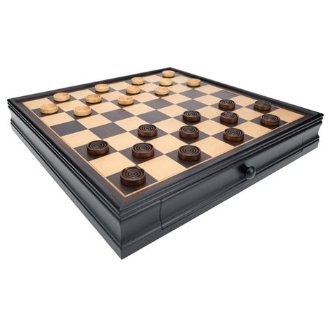 We Games French Staunton Chess And Checkers Set Weighted Pieces Black