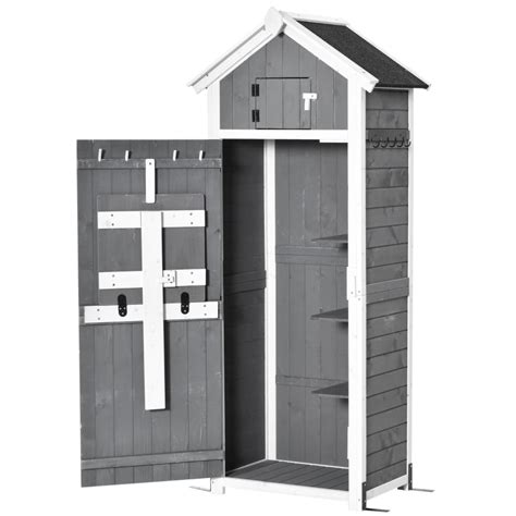 Outsunny Garden Wood Storage Shed With Workstation Hooks And Ground