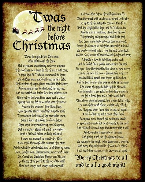 Twas The Night Before Christmas Lyrics Printable