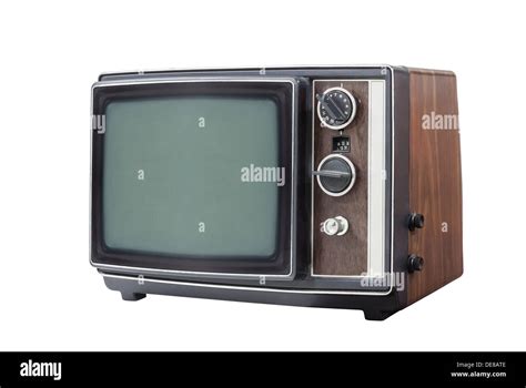 Retro Portable Television Set Isolated With Clipping Path Stock Photo