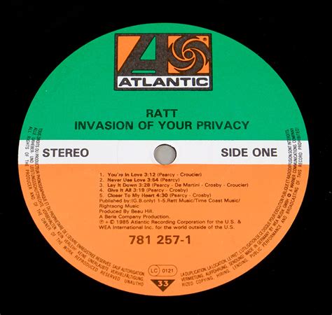 Ratt Invasion Of Your Privacy Heavy Metal Hard Rock Vinyl Album