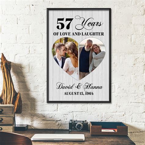 personalized names and date 57th wedding anniversary ts poster for couple husband and wife her