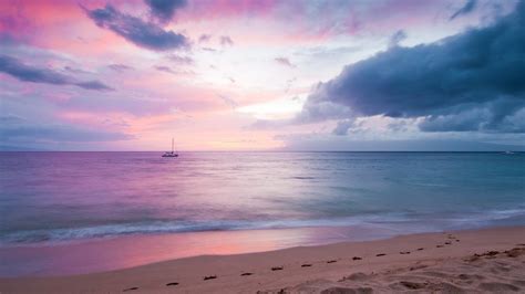 Beautiful Purple Sky Over The Sea Sunset Wallpaper
