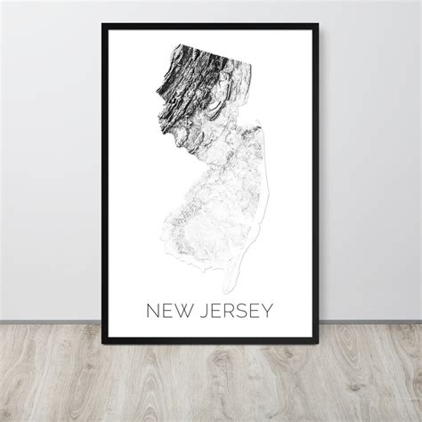 New Jersey Topographic Map Map Of New Jersey New Jersey Etsy