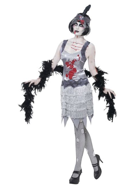 20s 1020s Horror Ladies Zombie Bloody Flapper Party Fancy Dress Costume