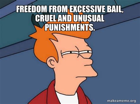Freedom From Excessive Bail Cruel And Unusual Punishments Futurama Fry Make A Meme